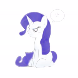 Size: 2048x2048 | Tagged: safe, artist:tiga mega, imported from derpibooru, rarity, pony, unicorn, cross-popping veins, female, horn, looking at you, mare, missing cutie mark, simple background, sitting, solo, speech bubble, white background