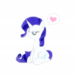 Size: 2048x2048 | Tagged: safe, artist:tiga mega, imported from derpibooru, rarity, pony, unicorn, female, heart, horn, looking at you, mare, simple background, sitting, solo, speech bubble, white background