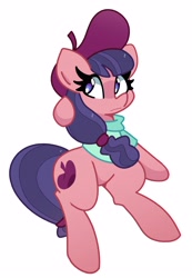 Size: 2600x3760 | Tagged: safe, artist:kindakismet, imported from derpibooru, raspberry beret, earth pony, pony, beret, clothes, female, hat, high res, mare, simple background, solo, sweater, white background