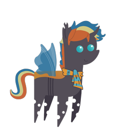 Size: 6000x6000 | Tagged: safe, artist:freestadiumtix, imported from derpibooru, oc, oc only, oc:sardonyx, changeling, pony, clothes, cute, male, multicolored hair, ocbetes, orange changeling, pointy ponies, rainbow hair, scarf, simple background, solo, transparent background