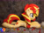 Size: 3072x2304 | Tagged: safe, artist:1stastrastudio, imported from derpibooru, sunset shimmer, pony, unicorn, equestria girls, commission, female, happy, horn, irl, lying down, mare, photo, plushie, prone, smiling, solo