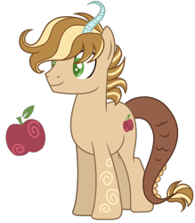 Size: 1263x1441 | Tagged: safe, artist:dayspring-dawnyt, imported from derpibooru, oc, earth pony, hybrid, pony, interspecies offspring, male, offspring, parent:applejack, parent:discord, parents:applecord, simple background, solo, transparent background