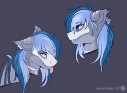 Size: 2600x1900 | Tagged: safe, alternate version, artist:snowstormbat, imported from derpibooru, oc, oc only, oc:midnight snowstorm, bat pony, pony, bat pony oc, bat wings, bodypaint, ear piercing, ear tufts, earring, fangs, glasses, heterochromia, jewelry, male, piercing, smiling, solo, stallion, tongue out, wings