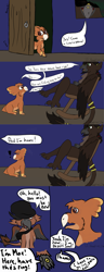 Size: 1566x4096 | Tagged: safe, artist:lil_vampirecj, imported from derpibooru, oc, oc only, oc:moe the gryphon, unnamed oc, griffon, pony, beanie, colored, comic, family, father and child, father and daughter, female, flat colors, griffon oc, hat, jewelry, male, ring, wyngro