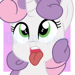 Size: 5136x5208 | Tagged: safe, artist:milkyboo898, imported from derpibooru, sweetie belle, pony, unicorn, female, filly, foal, implied vore, open mouth, oral invitation, solo, tongue out
