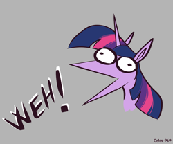 Size: 3000x2500 | Tagged: safe, artist:celes-969, imported from derpibooru, twilight sparkle, pony, :v, gray background, meme, open mouth, simple background, weh