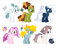 Size: 1920x1536 | Tagged: safe, artist:kabuvee, imported from derpibooru, oc, oc only, earth pony, pegasus, pony, unicorn, female, mare, simple background, transparent background