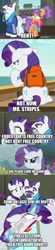 Size: 500x2291 | Tagged: safe, artist:cosmas-the-explorer, edit, edited screencap, imported from derpibooru, screencap, mr. stripes, plaid stripes, rarity, earth pony, pony, unicorn, friendship university, look before you sleep, ppov, the saddle row review, angry, annoyed, bully maguire, caption, female, give me rent, gun, handgun, image macro, male, mare, meme, mr. ditkovich, peter parker, pistol, rage, rarity is not amused, rent, spider-man 3, stallion, teenager, text, unamused