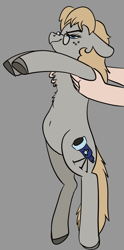 Size: 1488x3000 | Tagged: safe, artist:brainiac, imported from derpibooru, part of a set, oc, oc:gray star, earth pony, pony, belly, female, hand, holding a pony, mare, offscreen character, pregnant, solo focus