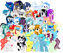 Size: 6880x5777 | Tagged: safe, artist:aurora thriving, artist:calm, artist:equestria secret guard, artist:fleshbd98, artist:freesia iris, artist:ice-pick lobotoman, artist:radiant windstar, artist:shuang lan, artist:stellardust, artist:taoyvfei, artist:yolande, artist:红粱, artist:陌and灰烬, artist:陌路, imported from derpibooru, oc, oc only, oc:blue heart, oc:blueblaze stardust, oc:candlelight warmth, oc:clover dolores, oc:cozy cloud, oc:dark galaxy, oc:dye ink, oc:emerald bamboo, oc:ginger sugar, oc:glowing fire, oc:mistyrain orchid, oc:nature guard, oc:painter rosyclouds, oc:pavi, oc:poetry rhetoric, oc:radiant windstar, oc:shallow light, oc:stars feather, oc:sunny cloud, oc:taonianer, oc:white rose, oc:冷云冬青, oc:寒冰幻幻, oc:日暮流转, oc:林官财子, oc:飞翼流星, alicorn, earth pony, pegasus, pony, unicorn, derpibooru community collaboration, 2023 community collab, absurd resolution, alicorn oc, cap, chest fluff, clothes, earth pony oc, eye clipping through hair, female, glasses, halo, hat, horn, male, mare, microphone, open mouth, open smile, pegasus oc, simple background, smiling, stallion, transparent background, underhoof, unicorn oc, wings