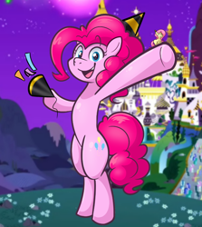 Size: 756x848 | Tagged: safe, artist:scootieloo, imported from derpibooru, screencap, fluttershy, pinkie pie, pony, bipedal, happy, happy new year, holiday, micro, standing, standing on two hooves, waving