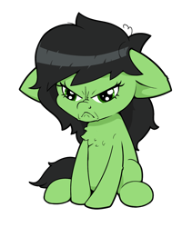 Size: 1200x1500 | Tagged: safe, artist:kumakum, imported from derpibooru, oc, oc only, oc:filly anon, earth pony, pony, angry, angry as hecking frick, cute, digital art, earth pony oc, female, filly, floppy ears, grumpy, simple background, solo, transparent background