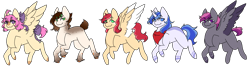 Size: 3809x1035 | Tagged: safe, artist:inkprism, imported from derpibooru, oc, oc only, pegasus, pony, unicorn, colored wings, horn, neckerchief, pegasus oc, simple background, smiling, transparent background, two toned wings, unicorn oc, wings
