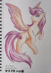 Size: 2177x3153 | Tagged: safe, artist:autumnsfur, imported from derpibooru, scootaloo, pegasus, pony, chest fluff, colored, date, eyelashes, female, full body, hooves, hopeful, logo, long hair, long mane, long tail, mare, older, older scootaloo, orange coat, orange fur, pencil drawing, pink hair, pink mane, purple eyes, purple hair, purple mane, scootaloo can fly, signature, simple background, sketch, solo, spread wings, standing on two hooves, tail, traditional art, turned head, wings