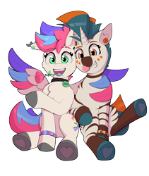 Size: 3200x3800 | Tagged: safe, artist:pedalspony, derpibooru exclusive, imported from derpibooru, oc, oc only, oc:pedals, oc:psi, hybrid, pegasus, zebra, zony, derpibooru community collaboration, 2023 community collab, bracelet, duo, ear piercing, facial markings, feather, female, flower, happy, hoof heart, hybrid oc, jewelry, male, mare, married, mouth hold, not zipp storm, pegasus oc, piercing, rose, simple background, stallion, stripes, tongue out, tongue piercing, transparent background, underhoof, wing hold, wings