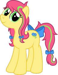 Size: 2331x3000 | Tagged: safe, artist:ponixes, imported from derpibooru, oc, oc only, oc:linseed, earth pony, pony, derpibooru community collaboration, 2023 community collab, bow, earth pony oc, female, looking at you, mare, simple background, smiling, smiling at you, solo, tail, tail bow, transparent background