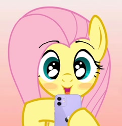 Size: 642x666 | Tagged: safe, artist:ponywarlord777, imported from derpibooru, fluttershy, pegasus, pony, blushing, iphone, phone
