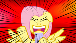 Size: 1280x720 | Tagged: safe, artist:ponywarlord777, imported from derpibooru, fluttershy, pegasus, pony, angry, flutterrage, iphone, motion lines, phone, screaming, yelling