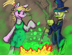 Size: 1977x1499 | Tagged: safe, artist:halfaman, imported from derpibooru, oc, earth pony, pony, bipedal, cauldron, colored sketch, earth pony oc, fire, parody, ponified, wunschpunsch