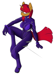 Size: 2500x3400 | Tagged: safe, alternate version, artist:in3ds2, artist:katingcipset, imported from derpibooru, oc, oc only, oc:tsangefis, anthro, unicorn, bodysuit, clothes, eyebrows, eyebrows visible through hair, female, glasses, latex, latex suit, looking at you, plugsuit, simple background, sitting, solo, transparent background
