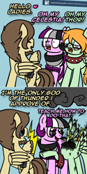 Size: 800x1602 | Tagged: safe, artist:thedragenda, imported from derpibooru, oc, oc:ace, oc:dragenda, earth pony, pegasus, pony, 2 panel comic, ask-acepony, butt, choker, comic, death, decapitated, decapitation, earth pony oc, exploding head, female, lightning, mare, pegasus oc, plot, ponified, spiked choker, zeus