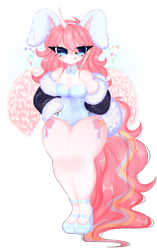 Size: 5395x8609 | Tagged: safe, artist:arwencuack, imported from derpibooru, oc, oc only, oc:nekonin, alicorn, anthro, rabbit, advertisement, alicorn oc, animal, bodysuit, bunny ears, bunny suit, bunny tail, clothes, commission, commission info, crossdressing, femboy, high heels, horn, jacket, leotard, male, shoes, simple background, solo, tail, transparent background, wings