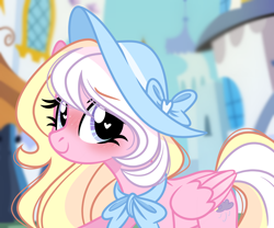 Size: 2512x2087 | Tagged: safe, artist:emberslament, imported from derpibooru, oc, oc only, oc:bay breeze, pegasus, pony, blushing, cute, female, folded wings, hat, heart, heart eyes, looking at you, mare, neck bow, pegasus oc, selfie, smiling, smiling at you, solo, sun hat, wingding eyes, wings