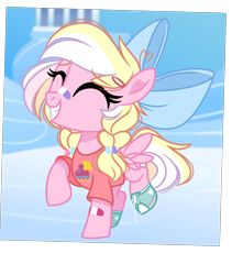 Size: 2995x3545 | Tagged: safe, artist:emberslament, imported from derpibooru, oc, oc:bay breeze, pegasus, pony, bow, clothes, eyes closed, female, filly, foal, hair bow, pegasus oc, shirt, smiling, solo, younger