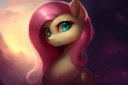 Size: 1920x1280 | Tagged: safe, editor:craft, imported from derpibooru, fluttershy, pegasus, pony, ai content, ai generated, female, generator:stable diffusion, mare, slit pupils, solo
