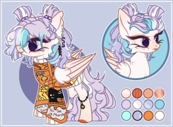 Size: 1280x942 | Tagged: safe, artist:justsadluna, imported from derpibooru, oc, oc only, pegasus, pony, bust, clothes, ear piercing, female, makeup, mare, pegasus oc, piercing, reference sheet, solo, wings
