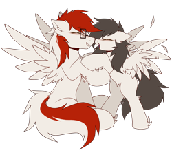 Size: 2000x1800 | Tagged: safe, artist:coarfdraw, derpibooru exclusive, imported from derpibooru, oc, oc:driftbeat, oc:jet blast, pegasus, derpibooru community collaboration, 2023 community collab, boop, cute, eyes closed, feather, female, glasses, happy, hoof fluff, male, mare, missing cutie mark, noseboop, open mouth, pegasus oc, photo, raised hoof, shipping, simple background, spread wings, stallion, transparent background, wingboner, wings