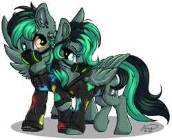 Size: 1200x976 | Tagged: safe, artist:julunis14, imported from derpibooru, oc, oc only, pegasus, pony, brother and sister, duo, female, male, siblings