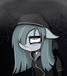 Size: 1600x1800 | Tagged: artist needed, safe, imported from derpibooru, marble pie, earth pony, pony, bags under eyes, clothes, depressed, female, simple background, solo