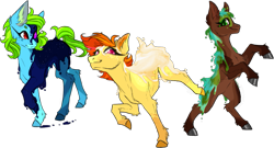 Size: 797x431 | Tagged: safe, artist:orderly menace, imported from derpibooru, oc, oc only, oc:nirvana, oc:pandora, oc:terra, earth pony, pony, earth pony oc, looking at you, signature, simple background, smiling, smiling at you, transparent background, trio