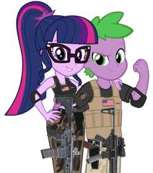 Size: 1807x2048 | Tagged: safe, artist:edy_january, artist:georgegarza01, edit, imported from derpibooru, vector edit, sci-twi, spike, twilight sparkle, human, equestria girls, equestria girls series, american flag, armor, assault rifle, body armor, brother and sister, call of duty, call of duty: modern warfare 2, camouflage, clothes, equipment, female, geode of telekinesis, glock 17, gun, handgun, human spike, humanized, ibispaint x, link, link in description, logo, looking at you, m1911, magical geodes, male, marine, marines, military, military uniform, pistol, rifle, siblings, simple background, soldier, soldiers, sparkle siblings, special forces, submachinegun, tactical squad, transparent background, uniform, united states, usmc, vector, vector used, weapon