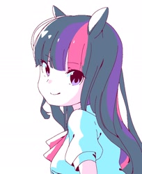 Size: 1806x2208 | Tagged: safe, artist:cheesesauce_45, imported from derpibooru, twilight sparkle, human, equestria girls, female, looking at you, pony ears, simple background, smiling, smiling at you, solo, white background
