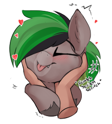 Size: 2226x2457 | Tagged: source needed, safe, artist:beardie, imported from derpibooru, part of a set, oc, oc:geo, bat pony, pony, bat pony oc, beardies scritching ponies, blushing, floating heart, hand, heart, petting, simple background, solo focus, transparent background, unshorn fetlocks