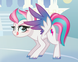 Size: 2641x2103 | Tagged: safe, artist:emberslament, imported from derpibooru, zipp storm, pegasus, pony, adorazipp, colored wings, cute, eyebrows, eyebrows visible through hair, female, g4, g5, g5 to g4, generation leap, gradient wings, heart, heart eyes, high res, licking, licking lips, lidded eyes, looking at you, mare, raised eyebrow, slim, smiling, smiling at you, solo, thin, tongue out, wingding eyes, wings