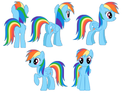Size: 4427x3354 | Tagged: safe, artist:culu-bluebeaver, imported from derpibooru, rainbow dash, pegasus, pony, butt, digital, digital art, female, plot, png, rainbutt dash, reference, reference sheet, show accurate, simple background, smiling, solo, transparent background, vector
