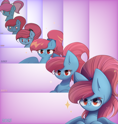 Size: 2850x3000 | Tagged: safe, artist:miryelis, imported from derpibooru, oc, oc:rainven wep, pegasus, pony, big ears, bust, growth, impossibly large ears, looking at you, pegasus oc, recursion, redraw, smiling, smiling at you, solo