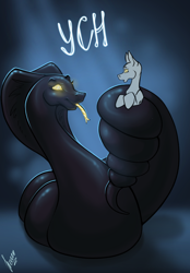 Size: 1640x2360 | Tagged: safe, artist:stirren, imported from derpibooru, pony, snake, coils, commission, hypnosis, hypnotized, solo, swirly eyes, tail, tail wrap, wrapped up, wrapping, your character here