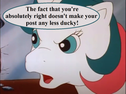 Size: 961x720 | Tagged: safe, edit, edited screencap, imported from derpibooru, screencap, gusty, my little pony 'n friends, the glass princess, angry, faic, g1, op has a point (reaction image), op is a duck (reaction image), reaction image, speech bubble