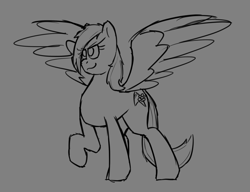 Size: 2600x2000 | Tagged: safe, artist:somber, imported from derpibooru, oc, pegasus, female, grayscale, mare, monochrome, pegasus oc, solo, spread wings, wings