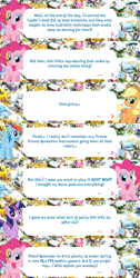 Size: 2048x4073 | Tagged: safe, imported from derpibooru, applejack, pinkie pie, rainbow dash, twilight sparkle, alicorn, earth pony, pegasus, pony, dialogue, dialogue box, english, event, folded wings, gameloft, horn, implied tender taps, mobile game, my little pony: magic princess, official, speech bubble, spread wings, text, twilight sparkle (alicorn), wings
