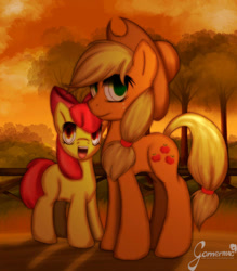 Size: 600x685 | Tagged: safe, artist:gamermac, imported from derpibooru, apple bloom, applejack, earth pony, pony, apple sisters, female, filly, foal, mare, open mouth, siblings, sisters