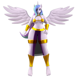 Size: 2500x2500 | Tagged: safe, artist:argos90, imported from derpibooru, princess celestia, alicorn, anthro, plantigrade anthro, 3d, breasts, busty princess celestia, clothes, cosplay, costume, duck dodgers, female, queen tyr'ahnee, simple background, skimpy outfit, solo, stupid sexy celestia, transparent background