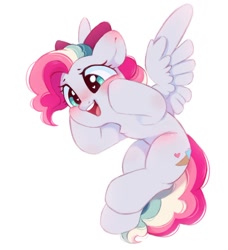 Size: 986x1079 | Tagged: safe, artist:melodylibris, imported from derpibooru, oc, oc only, oc:sky sorbet, pegasus, pony, blushing, cheek squish, cute, ear blush, female, flying, heart, heart eyes, mare, ocbetes, open mouth, open smile, pegasus oc, simple background, smiling, solo, spread wings, squishy cheeks, white background, wingding eyes, wings