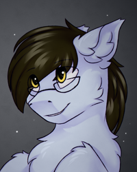 Size: 2000x2500 | Tagged: safe, artist:snowstormbat, imported from derpibooru, oc, oc only, pony, bust, cheek fluff, chest fluff, cute, ear fluff, fluffy, glasses, gradient background, portrait, smiling, solo