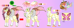 Size: 1280x493 | Tagged: safe, artist:malinraf1615, imported from derpibooru, big macintosh, fluttershy, oc, oc:ema, oc:ema lis shy, earth pony, pegasus, pony, alternate design, cheek feathers, chest fluff, clothes, coat markings, colored belly, deviantart watermark, feathered fetlocks, female, fluttermac, gradient background, hybrid wings, male, mare, obtrusive watermark, offspring, pale belly, parent:big macintosh, parent:fluttershy, parents:fluttermac, pegasus oc, reference sheet, shipping, slim, stallion, straight, tail, tail feathers, thin, vest, watermark, wings