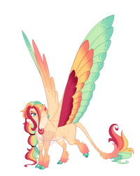 Size: 3600x4500 | Tagged: safe, artist:gigason, imported from derpibooru, oc, oc:mango magic, pegasus, pony, cloven hooves, colored wings, female, mare, multicolored wings, offspring, parent:fluttershy, pegasus oc, simple background, solo, transparent background, wings